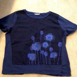 Blue short sleeves blouse